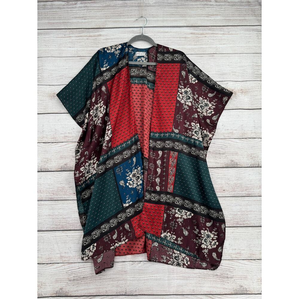 Free People Floral Panel Kimono Top Womens One Size Multicolor
